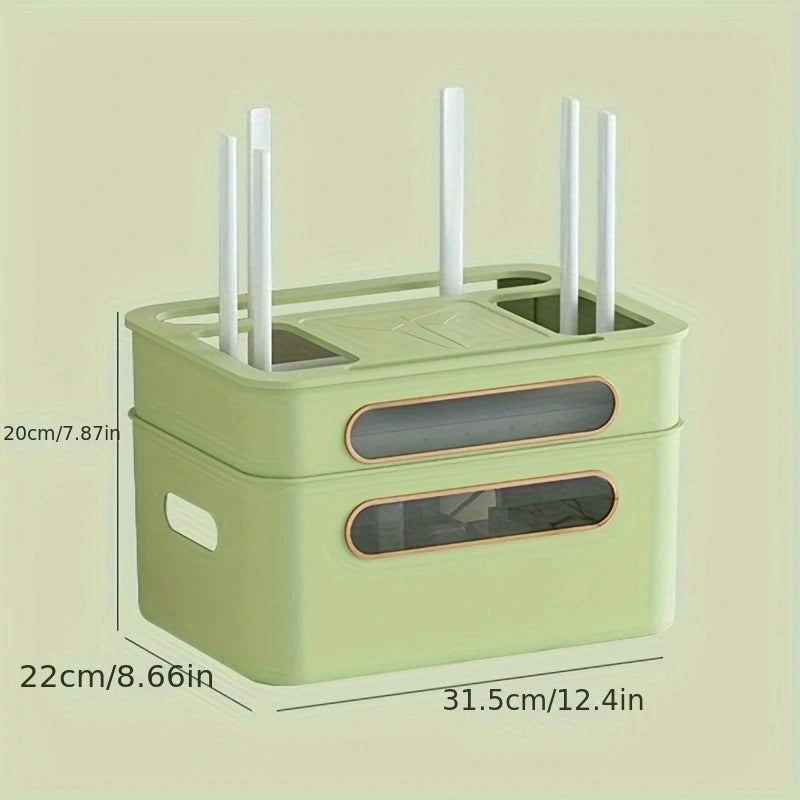HideNet WLAN-Router Aufbewahrungsbox | Mit Kabelmanagement & Steckdosenfach | Transparent & abnehmbar | 1–4 Etagen wählbar