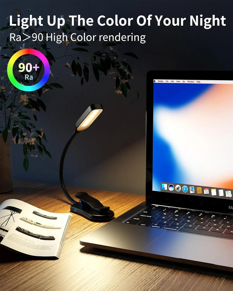 LumiRead Pro | Wiederaufladbare LED Leselampe | 3 Helligkeitsstufen & 3 Farbtemperaturen | Flex-Clip | Augenschonend