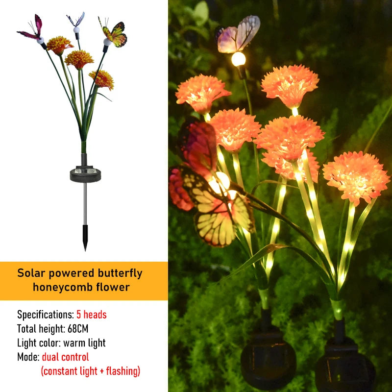 Solar Gartenleuchten PapillonGlow | 6 Schmetterlings-Blütenköpfe | Intelligente Lichtsteuerung | Deko-Solarleuchten für Außenbereiche