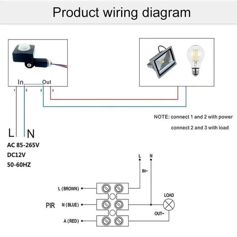 Bewegungssensor LumaGuard PIR | IP65 Wasserdicht | 85–265V | Einstellbarer LED-Schalter & Dämmerungssensor