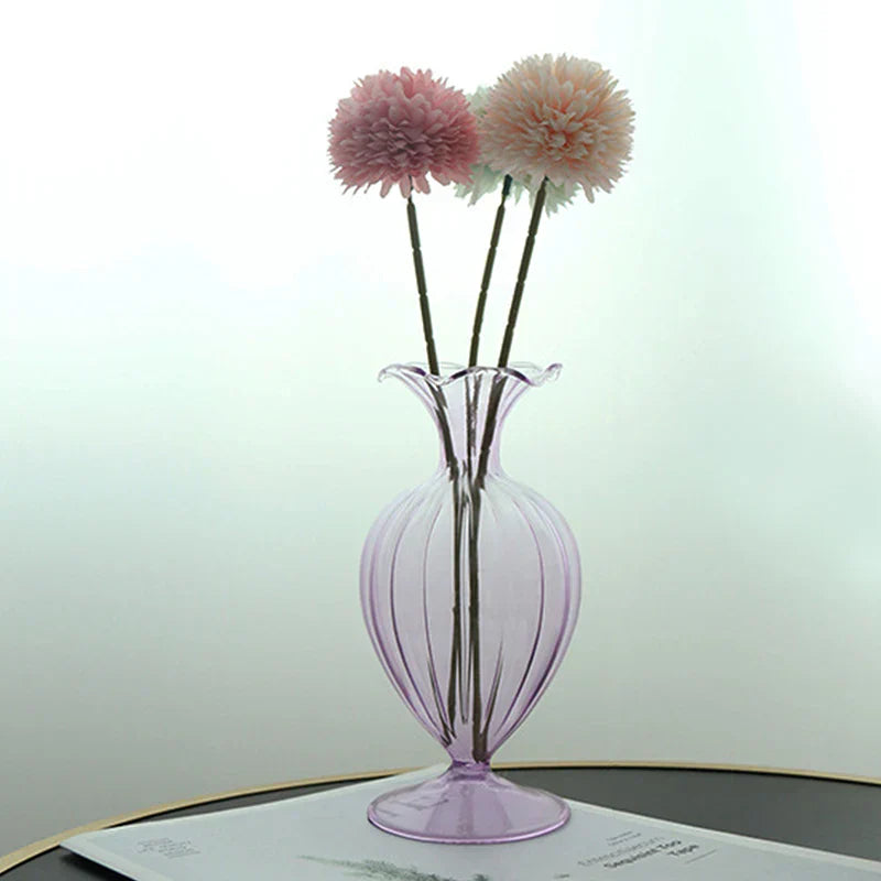 VetroCharm Glasvase | Vintage-Design | Wellenstruktur | 9,5 × 19 cm