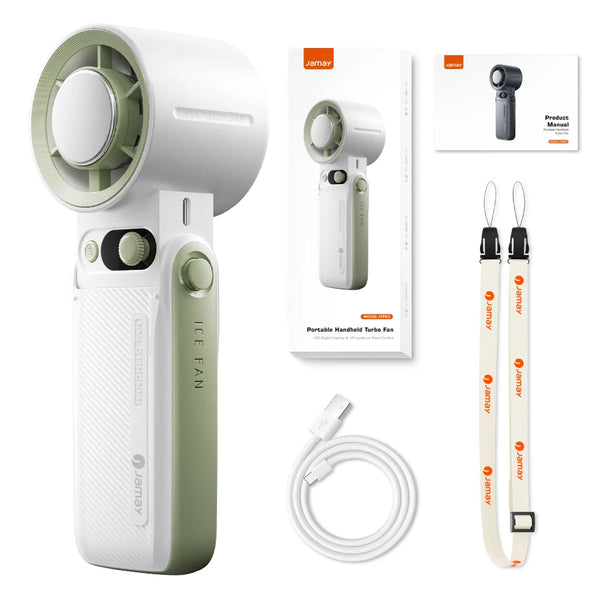 Aervico 3-in-1 Tragbarer Ventilator F5PRO | Umhängbar, Tisch- & Handventilator | 38000 mAh Akku | LED-Anzeige & Sofortkühlung
