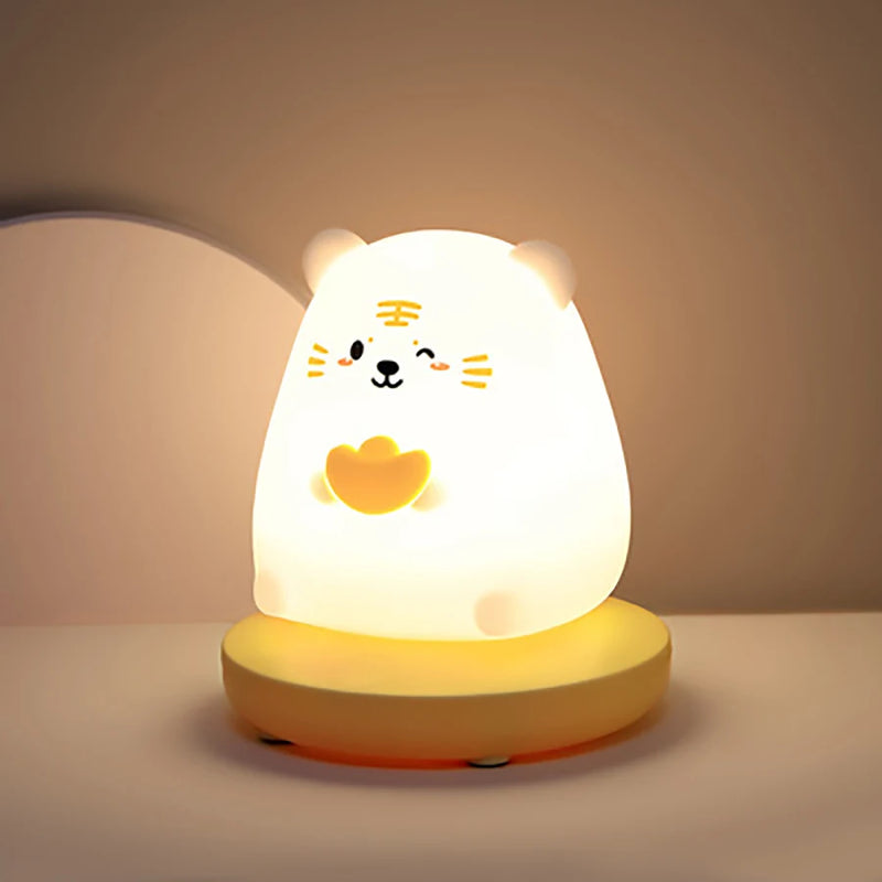 LumiPals LED Nachtlicht | Niedliches Tierdesign Schwein & Hase | Touch-Dimmung | USB-Wiederaufladbar