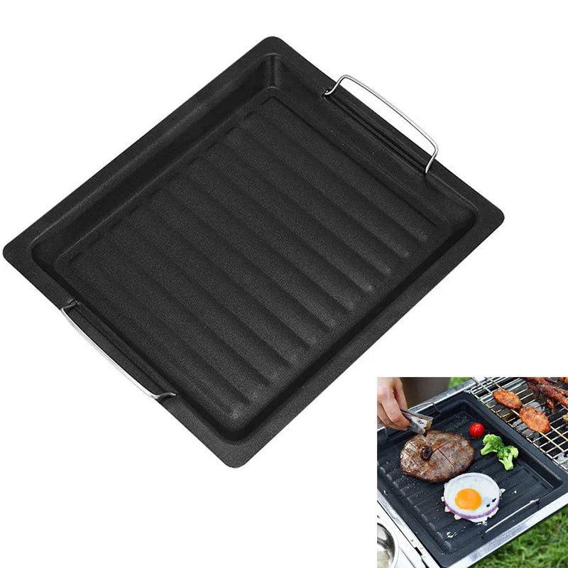 Feurossa Gusseiserne Grillplatte Wendeplatte | Für Gasgrill & Herd | 25 × 30 cm | Für Pizza, Fleisch, Gemüse & Fisch