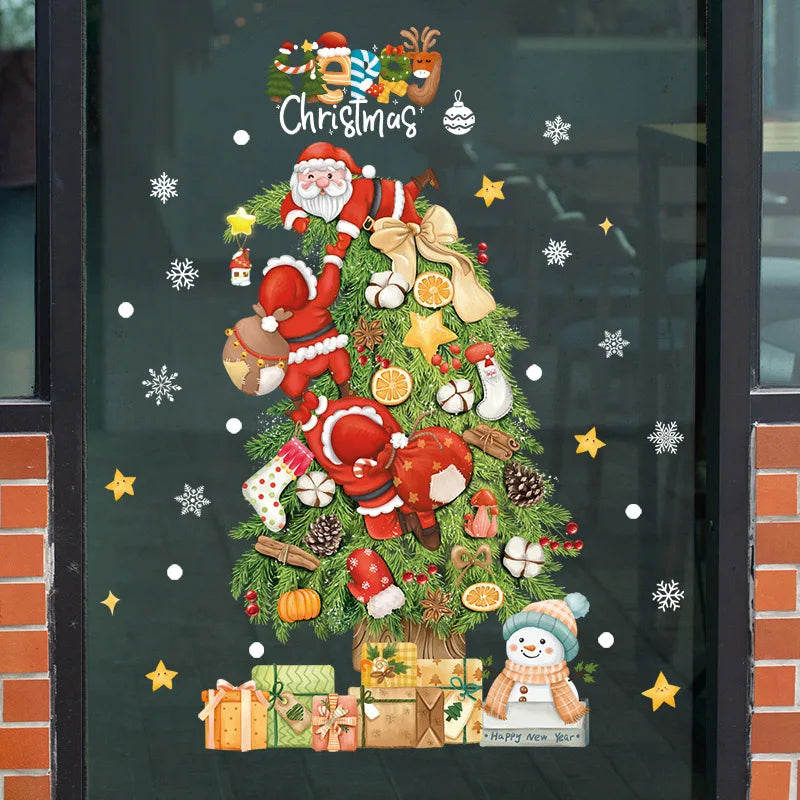 LumiFrost | Weihnachtsfensteraufkleber 2025 | Weihnachtsmann & Tannenbaum | Abnehmbare Fenstersticker für Glas & Wände | Festliche Deko für Weihnachten & Neujahr