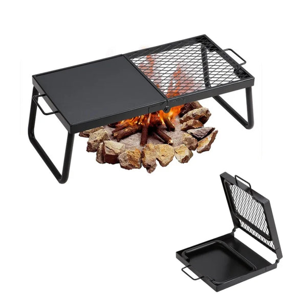 CampGrill Fold Faltbarer Grillrost | Tragbarer Edelstahl-Grillständer | Für BBQ, Camping & Outdoor | 32 × 21 × 16 cm