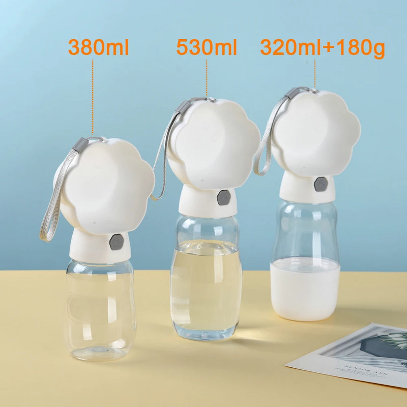 PetGo DuoBottle | 2-in-1 Hundetrinkflasche & Futterspeicher | Auslaufsicher & Tragbar | Für Unterwegs, Spaziergang & Reisen