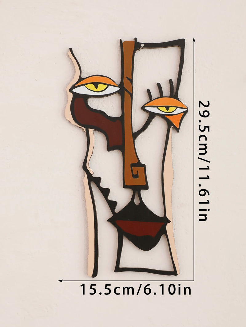 Aurevo Wanddeko Holz | Abstraktes Gesicht | Moderne Wandkunst | Für Wohnzimmer, Schlafzimmer & Büro