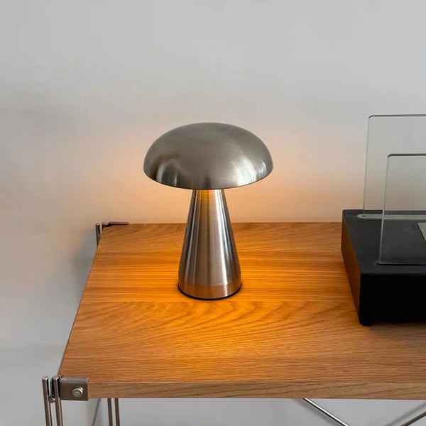 LumoShroom Tischlampe | Retro Pilz-Design | LED & Dimmbar | Wiederaufladbar