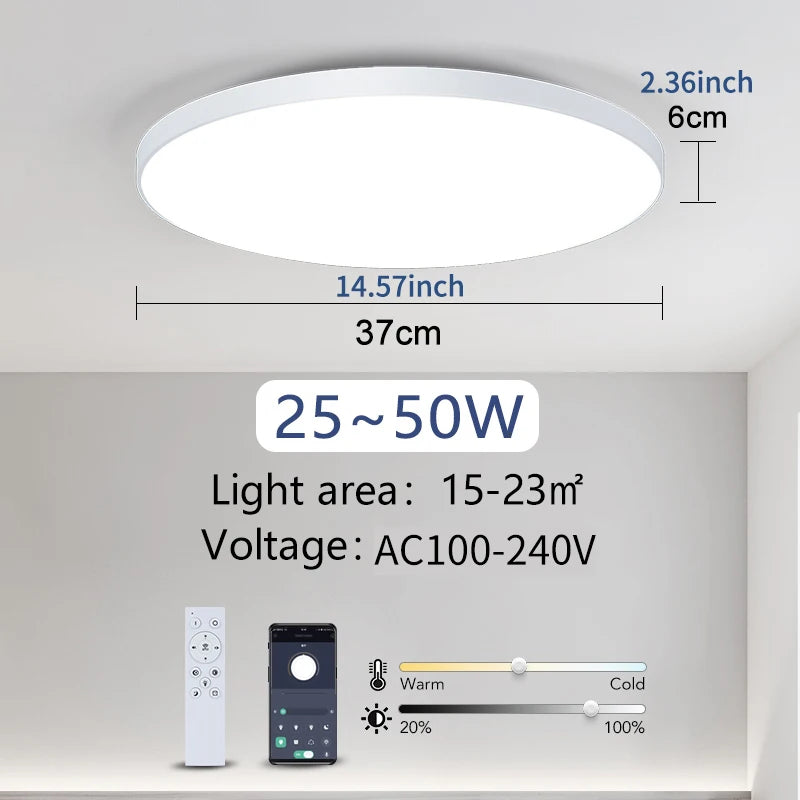 Smart Deckenleuchte LumoSmart | Dimmbar & App-Steuerung | Modernes LED-Design | Schwarz/Weiß