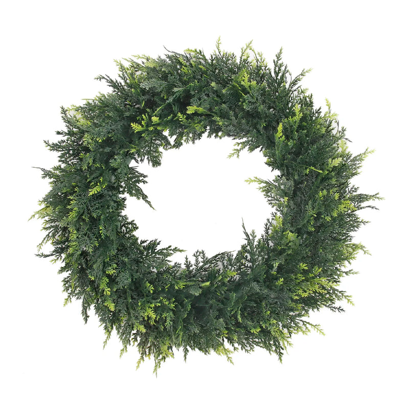 Verdania | Künstlicher Zedernkranz | Immergrün | 30 cm Ø | Pflegeleichte Deko für Haus & Garten