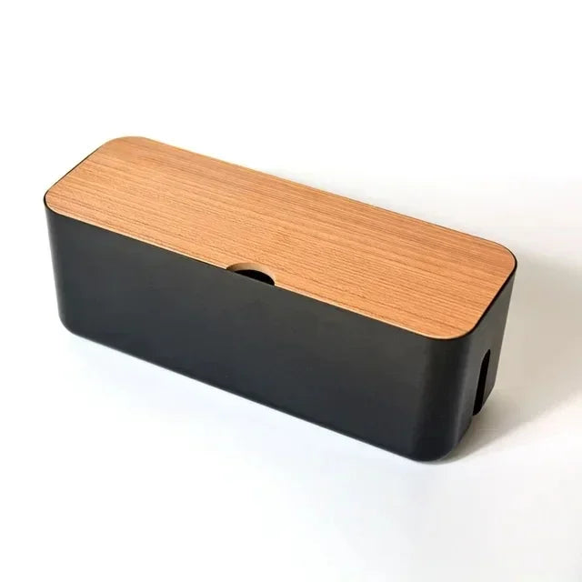 Kabelbox OrgaWood | Schreibtisch Organizer aus Holz & Kunststoff | Für Ladegeräte, Kabel & Zubehör | 29,5×11,4×11 cm