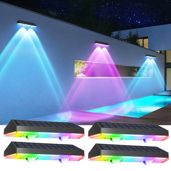 Solvaris Solar Zaunleuchte | Warmweiß & RGB Farbwechsel | IP65 Wasserdicht | Kabellose Montage