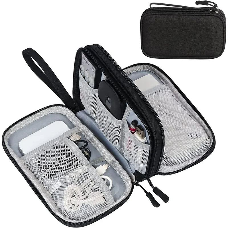 Techviva PackSafe Elektronik Organizer Tasche | 2-lagig & wasserdicht | Für Kabel, Ladegeräte, USB & Zubehör | Kompakt & tragbar