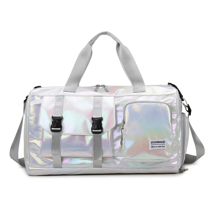 Lumivista Holografische Reisetasche | Stylische Weekender Schultertasche mit Schuhfach | Perfekt für Wochenendtrips & Kurzreisen