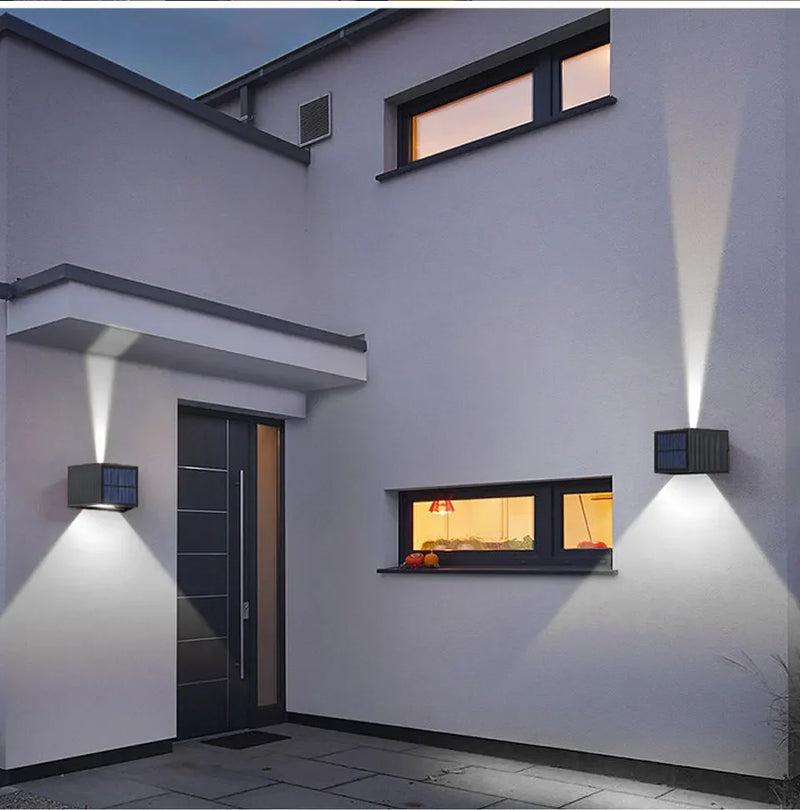 SolarLuxe Beam | LED Solar-Wandleuchte | Up & Down Licht | IP65 Wasserdicht | Verstellbarer Lichtwinkel | Für Garten & Fassade