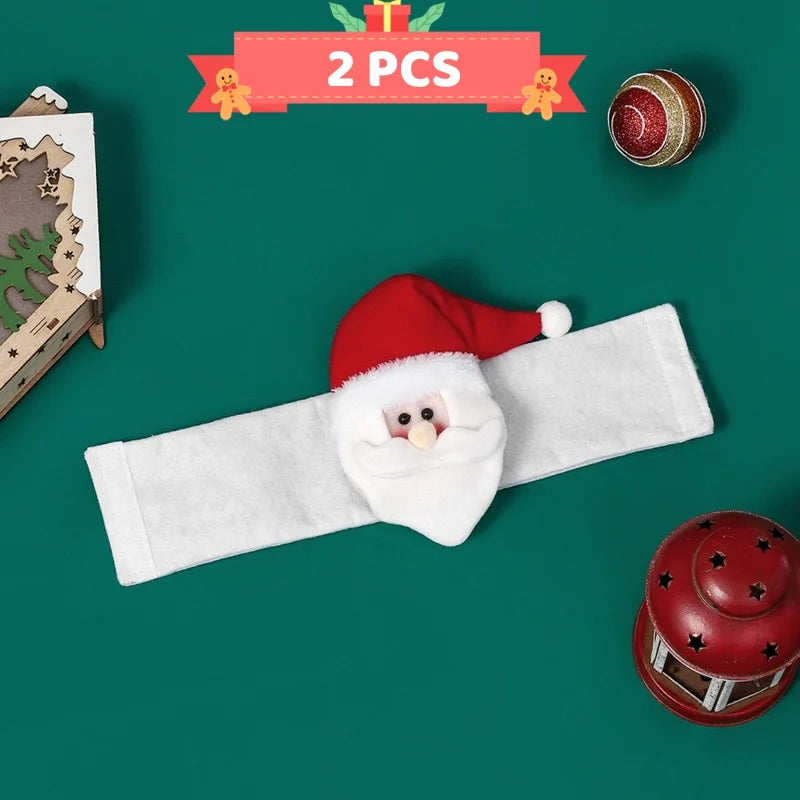 MerryHug | Weihnachts-Gardinenhalter | Pinguin, Weihnachtsmann, Schneemann & Elch | 36×17 cm