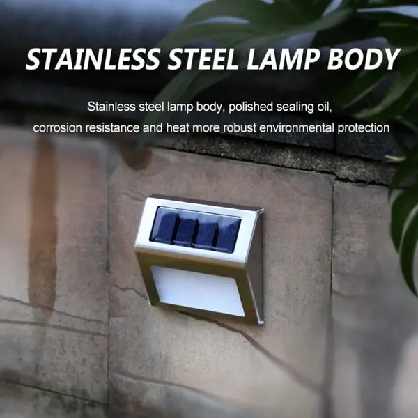 Lunettra Solar Stufenlicht Edelstahl | 3 LEDs | IP45 Wasserdicht | Umweltfreundlich & Korrosionsbeständig | Für Garten, Zaun & Wand