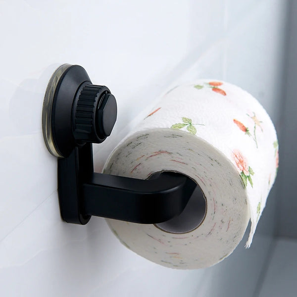FixoGrip Wandmontierter Toilettenpapierhalter | Ohne Bohren | Mit Saugnapf & Vakuumfunktion | Für Bad & Küche