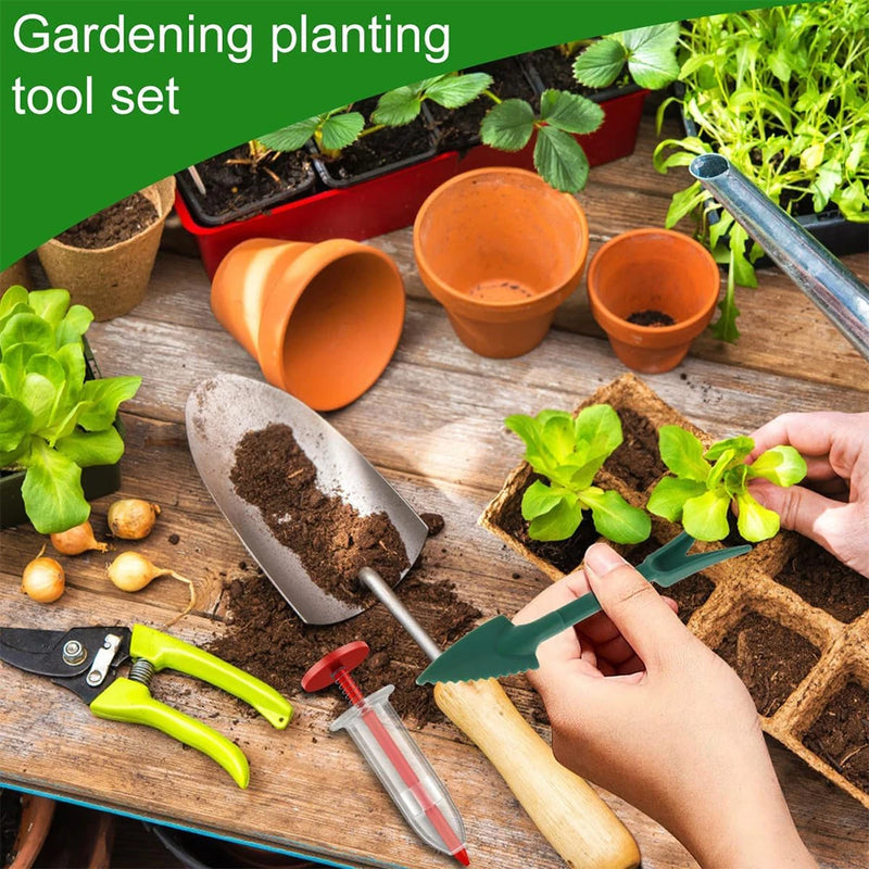 GartenProfiX Saathelfer Set 4/7-teilig | Pflanzhilfe mit 12-Loch Säschablone | Wasserdicht & Stabil | Gartenwerkzeug für präzises Säen