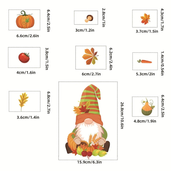 HerbstWichtel | Fenstersticker Set | 6 Bögen | Kürbis, Ahornblatt & Thanksgiving-Deko