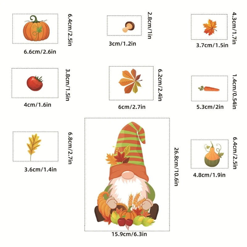 HerbstWichtel | Fenstersticker Set | 6 Bögen | Kürbis, Ahornblatt & Thanksgiving-Deko