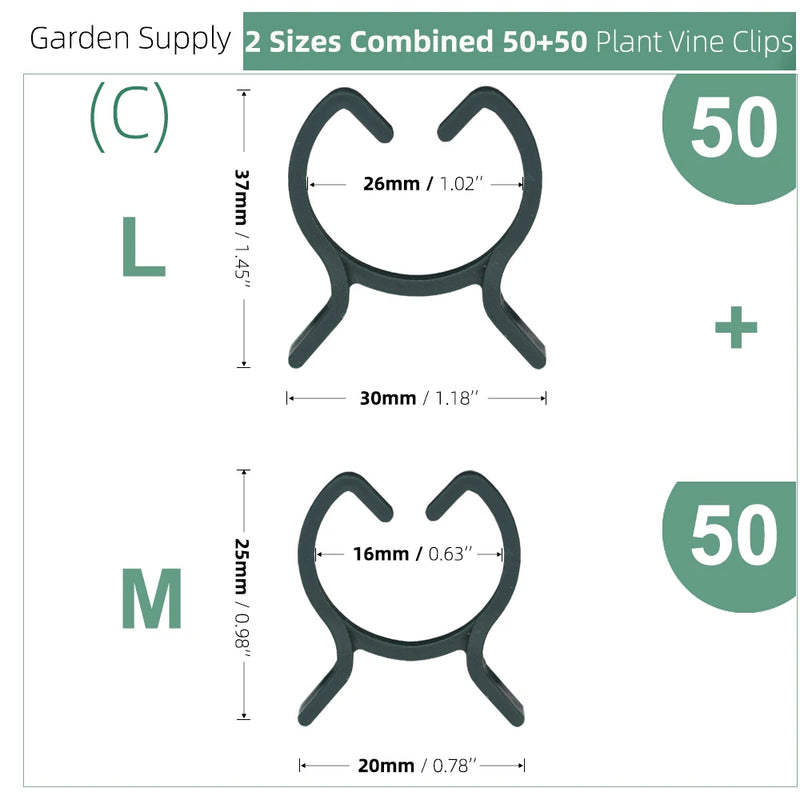 ClipPlant Max | 100er-Set Pflanzenclips in 2 Größen | Für Tomaten, Kletterrosen & Gemüse | UV-beständigc
