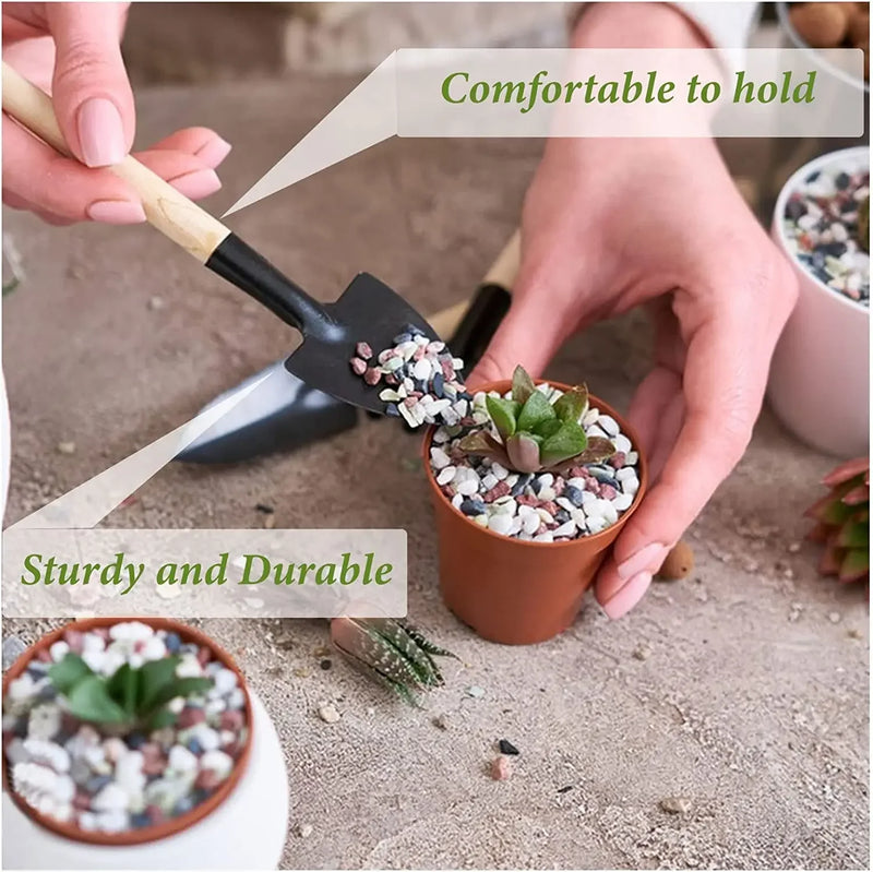 Floravio Mini Gartenwerkzeug-Set | Ideal für Sukkulenten & Bonsai | Ergonomisch & Robust | Holz & Stahl
