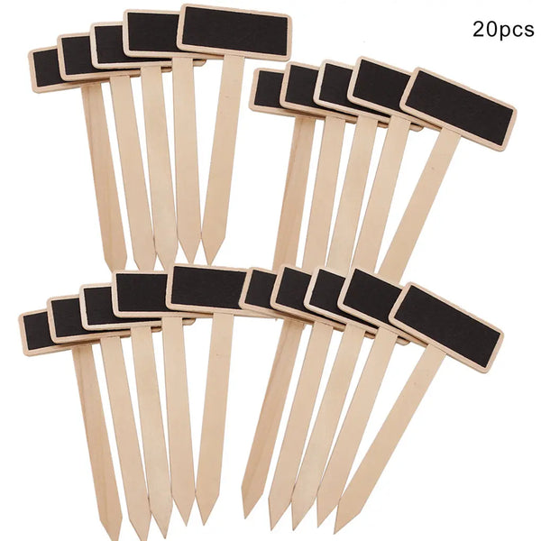 PlantNote Pflanzenschilder aus Holz | Wiederverwendbar & Beschriftbar | 20er-Set mit Tafelfläche