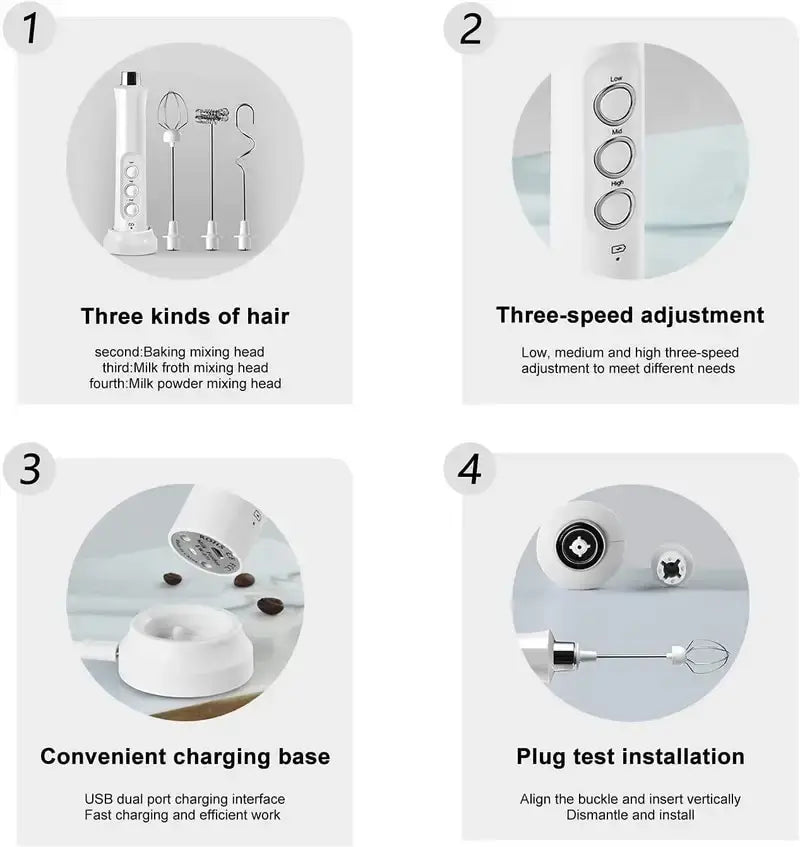 Foamix Milchaufschäumer Elektrisch | Kabellos & USB-Aufladbar | 3 Geschwindigkeiten | Für Latte, Cappuccino & Kakao