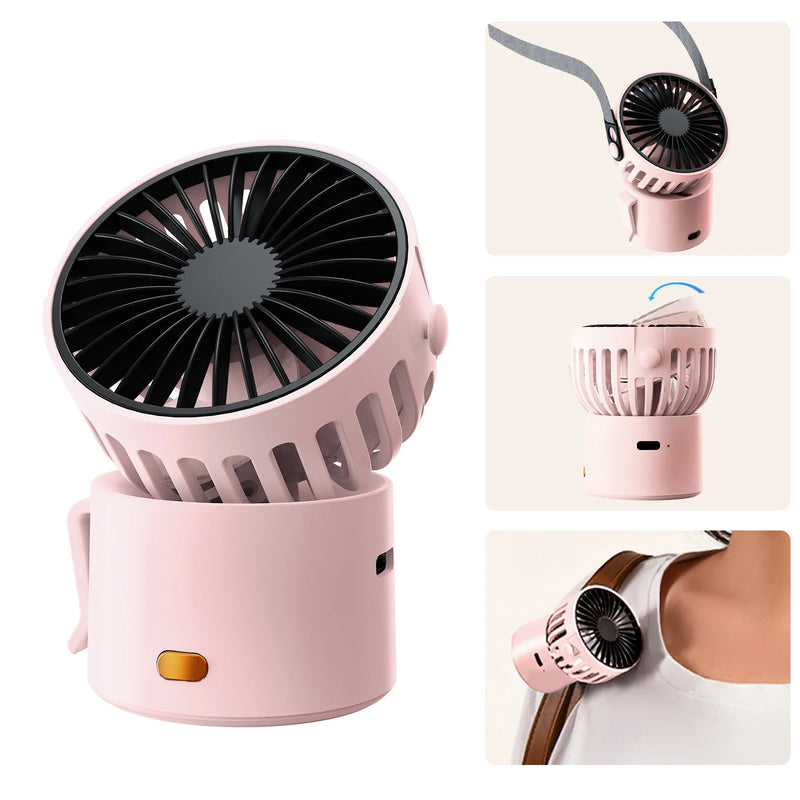 Mini-Ventilator CoolEase GoClip | Tragbarer USB-C Lüfter mit 1000 mAh Akku | Zum Umhängen, Anstecken oder Aufstellen | 3-in-1 Sommer-Frische für Unterwegs