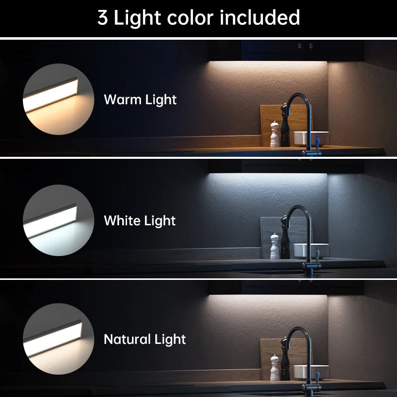 LED Schranklicht LumoSense | Bewegungsmelder & USB-C | 3 Lichtfarben | 20–60 cm