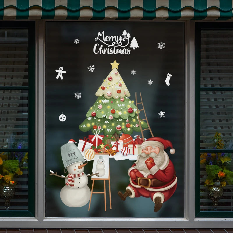 LumiFrost | Weihnachtsfensteraufkleber 2025 | Weihnachtsmann & Tannenbaum | Abnehmbare Fenstersticker für Glas & Wände | Festliche Deko für Weihnachten & Neujahr