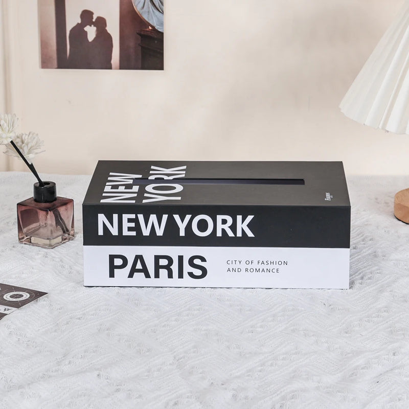 PapierLuxe Taschentuchbox | Buch-Design | Stilvoller Aufbewahrungs- & Deko-Organizer | 26,5×17×9,5 cm