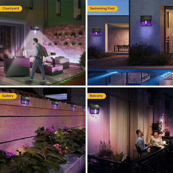 SolarGuard | Solar-Insektenvernichter mit LED-Licht | UV-Mückenfalle für Garten & Terrasse | 2 Betriebsmodi | Wasserdicht