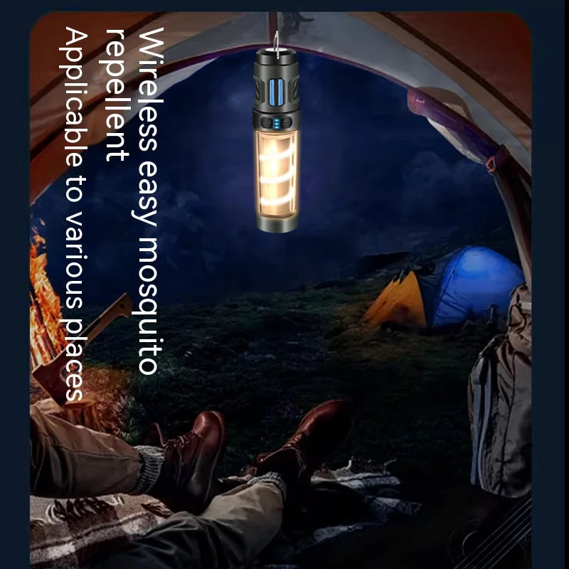 Multifunktionale Campinglampe InsectoGlow Pro | LED-Licht mit Mückenschutz & Stativ | 5 Lichtmodi & 3000 mAh Akku | IP44 Wasserdicht