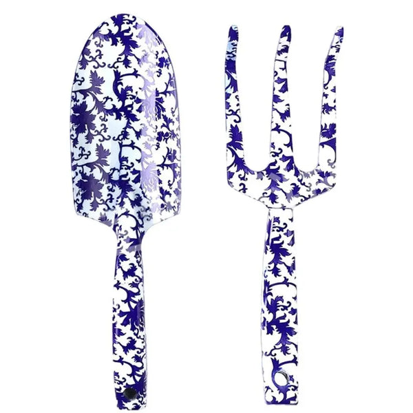 Florivita GardenSet Gartenwerkzeug-Set aus Edelstahl | 2-teilig: Handschaufel & Blumengabel | 26–29,5 cm | Floraldesign in 6 Farben