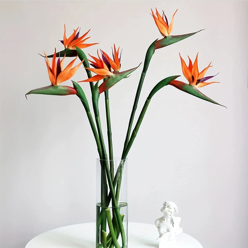 Floriva 3er Set Künstliche Strelitzien | Paradiesvogelblumen | 24.5 cm Lange Stiele | Deko für Zuhause, Büro & Events