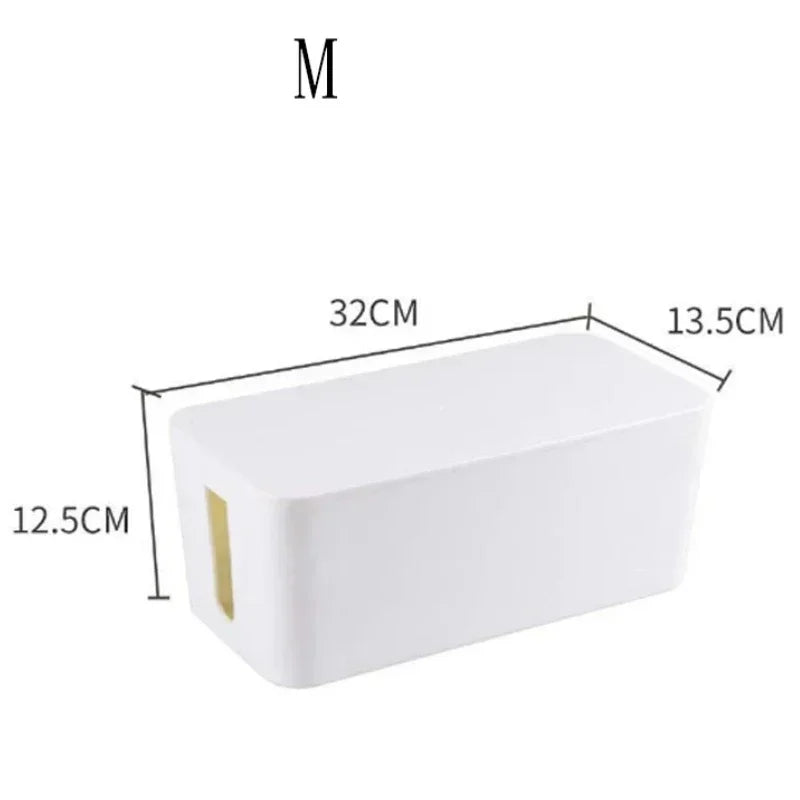 Kabelux Kabelbox mit Deckel | 32×13×12 cm | Steckdosen- & Ladekabel-Organizer | Staubschutz für Netzteile & Router