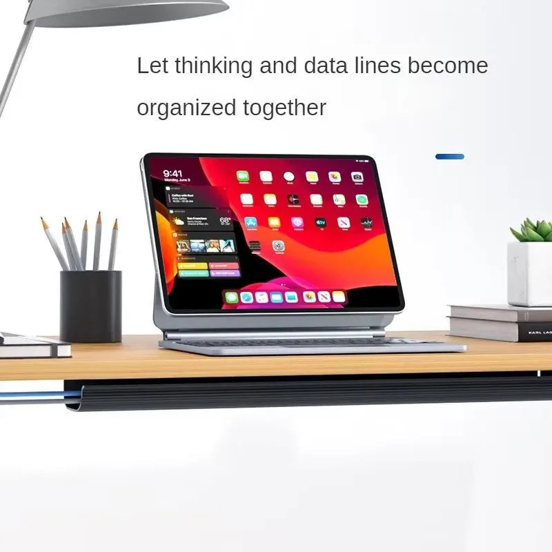 Kablio Kabelkanal für Schreibtisch | Ohne Bohren | Weiß | Flexible Kabelführung aus Mesh-Gewebe