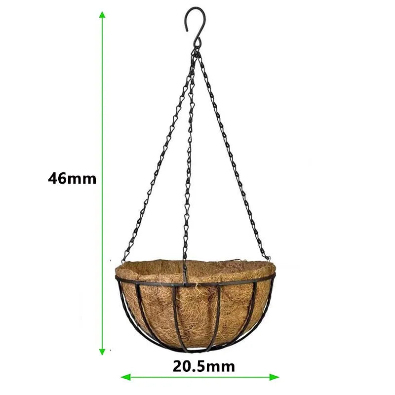 Florandi HangPot Hängender Blumentopf mit Kokosfaser-Einsatz | Wetterfest & Stabil | Ø ca. 30 cm | Mit Kette & Haken
