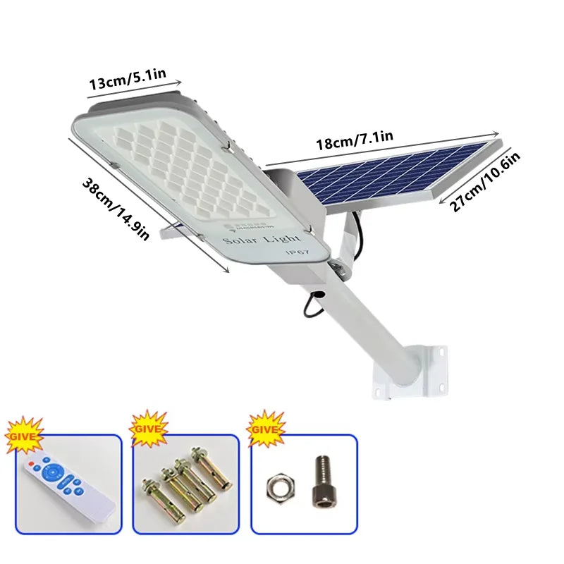 SOLVIA Solarleuchte 250W | IP67 Wasserdicht | Mit Fernbedienung | Wand- & Straßenmontage