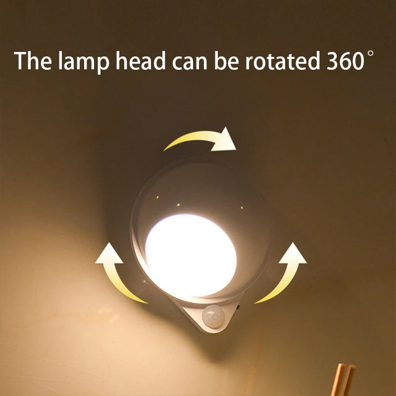 Intelligentes LED Nachtlicht GlowMate 360 | 360° Drehbar | Bewegungssensor | USB Wiederaufladbar