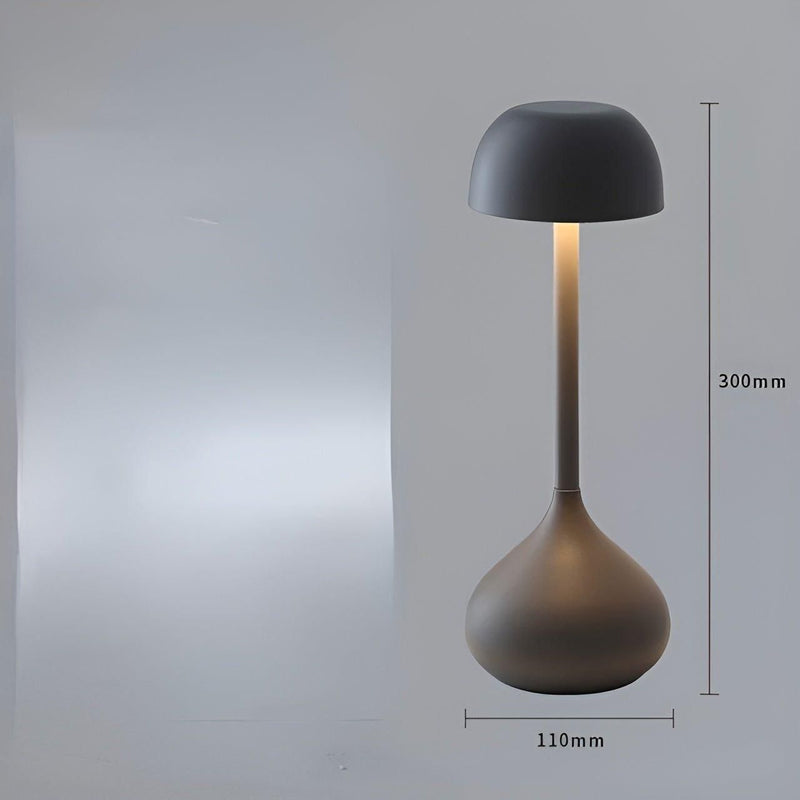 Velumia Kabellose LED Tischlampe Pilzform | Dimmbar & Wiederaufladbar | Touch-Funktion | Aluminium & Acryl | 11×30 cm
