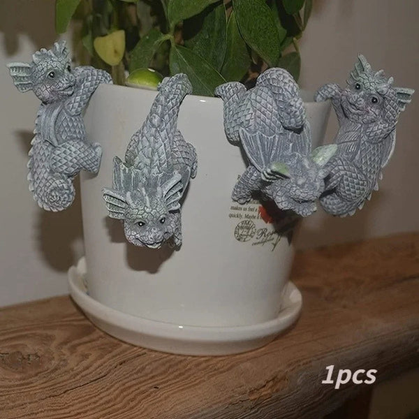 Hängende Drachenfiguren | Wetterfeste Resin-Deko | Für Blumentöpfe & Zuhause