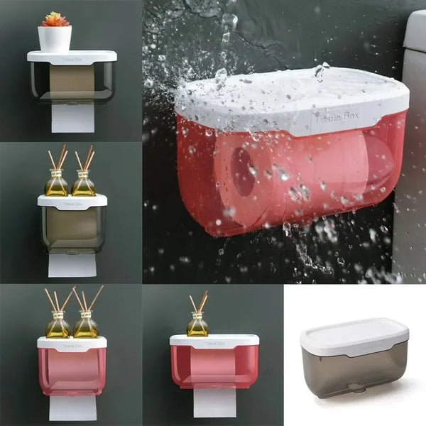 Wandmontierter Toilettenpapierhalter | Mit Regal & Wasserdichter Box | Modern & Platzsparend
