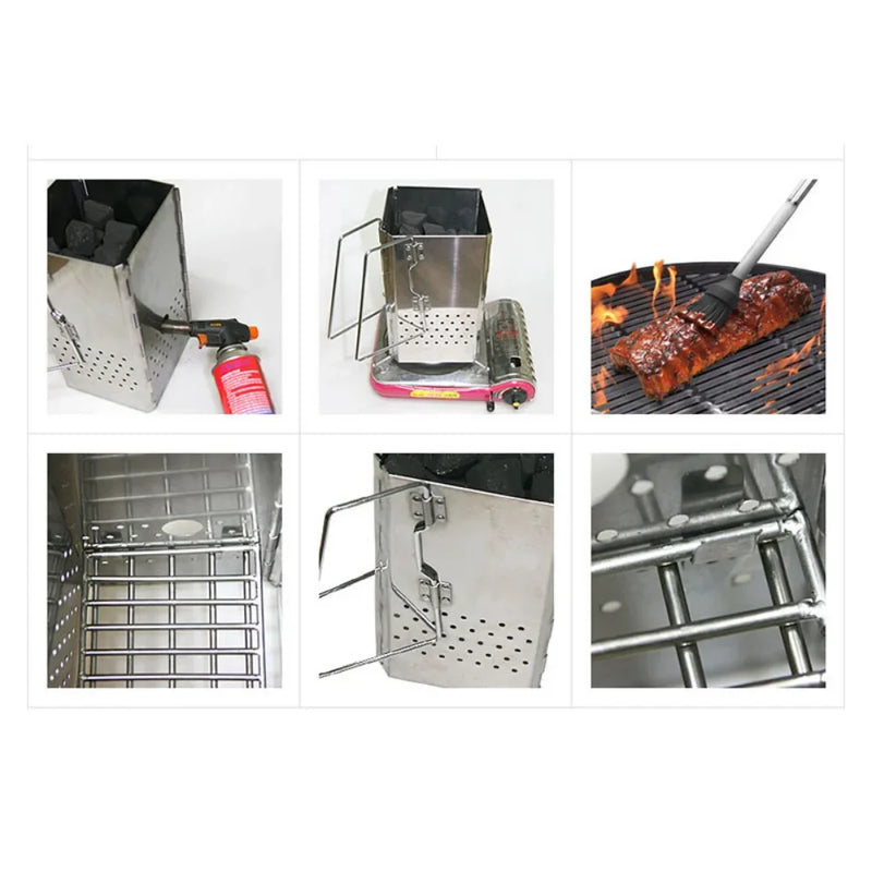 FlammoGo Faltbarer Anzündofen aus Edelstahl | Tragbarer Holzkohle-Starter für Grill & Outdoor | Kompakt & hitzebeständig