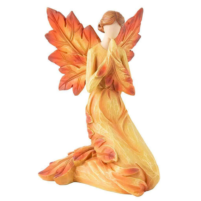 AUTUMNIA Ahornblatt-Engel | Resin Figur | Herbstliche Engelsdeko | 10–15 cm | Für Haus & Garten