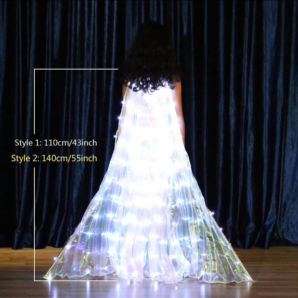 LED-Flügelkostüm LumiWings | Leuchtender Feen-Umhang | 140 cm / 110 cm | Mit Teleskopstäben & Schalter | Für Bühne, Party & Show