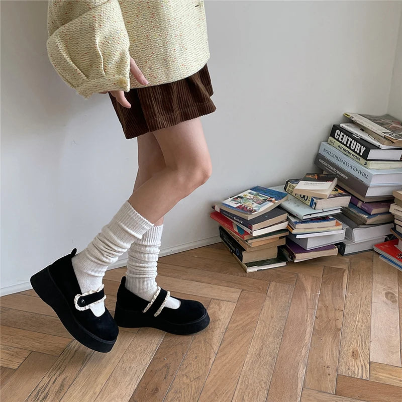 Wärmewolle Damen Wollsocken | Kniehoch | Herbst & Winter | Warm & Weich | Kaffee-Braun